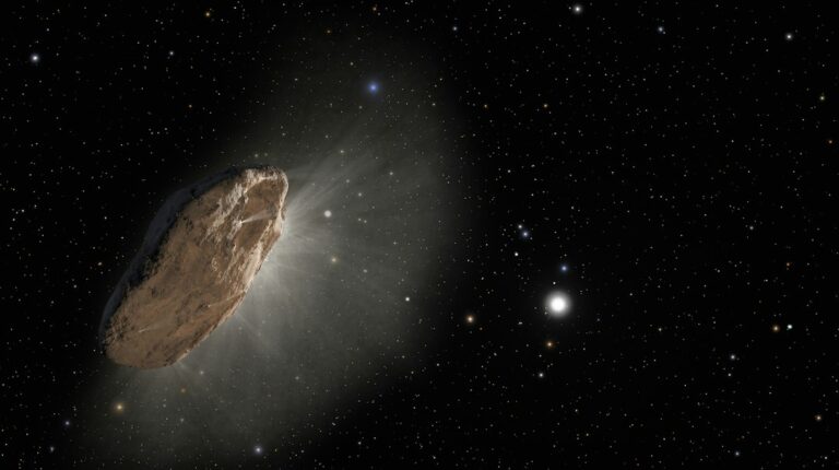 Artist's impression of an asteroid traveling through space