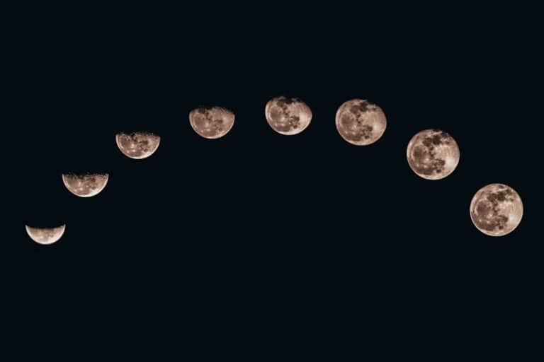 The Moon showing its changing phases