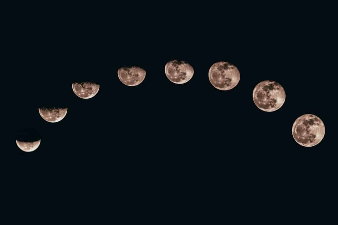 The Moon showing its changing phases
