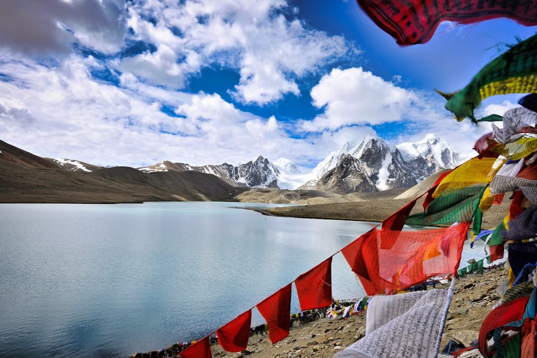 High-altitude Himalayan lake surrounded by mountains