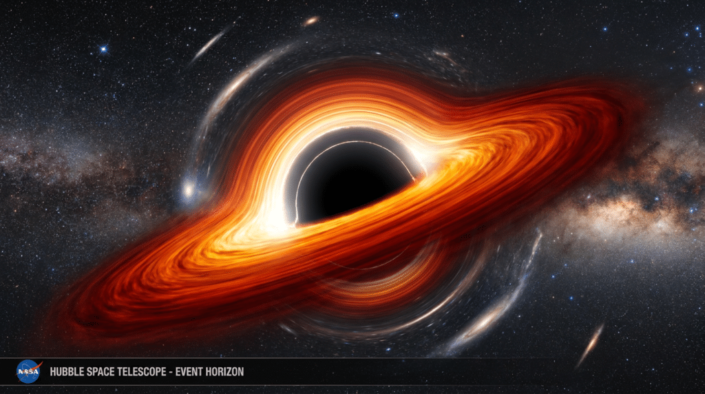 Black hole illustrating extreme gravity in deep space