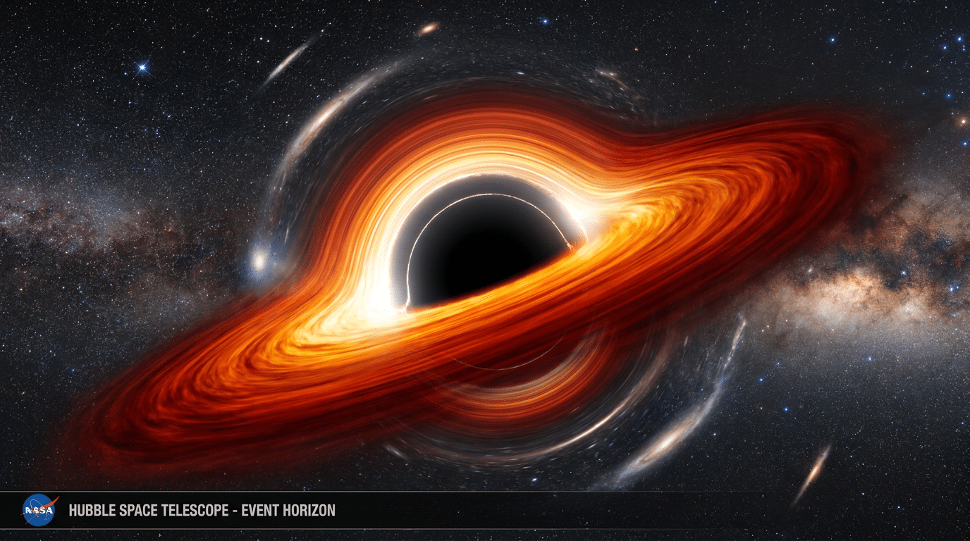 Black hole illustrating extreme gravity in deep space