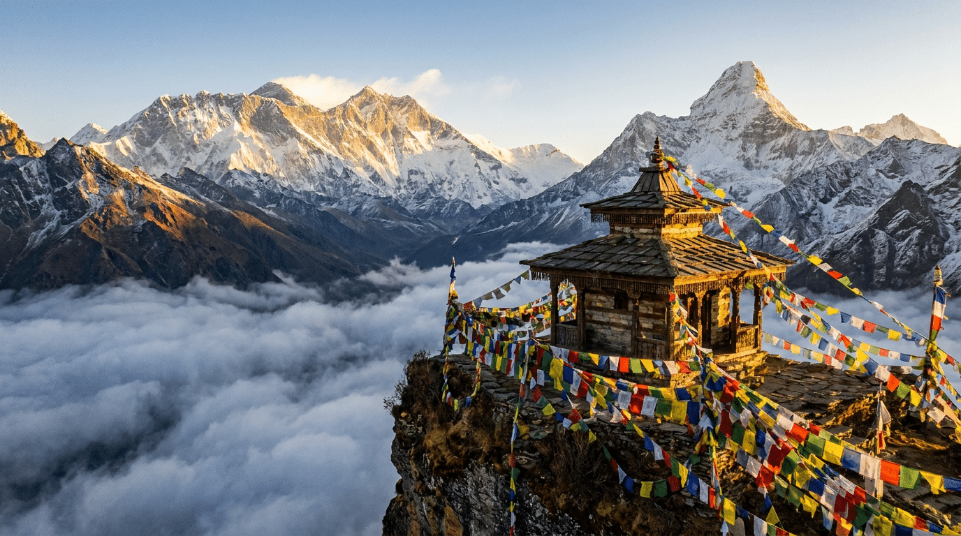 The Himalayas showing sacred mountains and geological landscapes